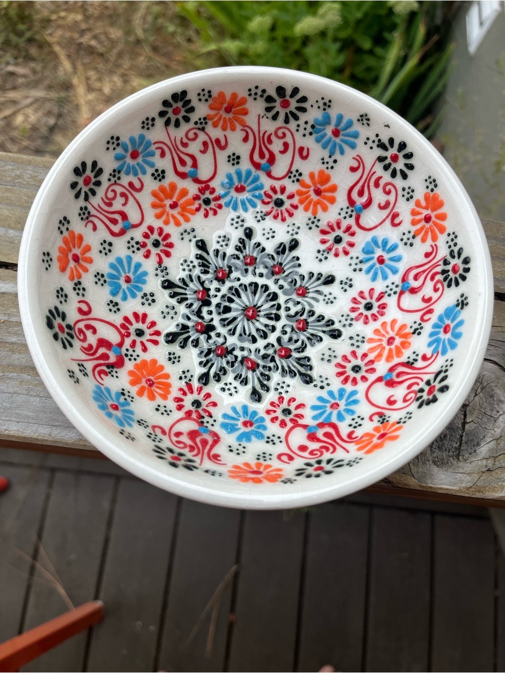 Vintage Hand - Painted Bowl.  Raised paint.  Made in Turkey.  Stunning